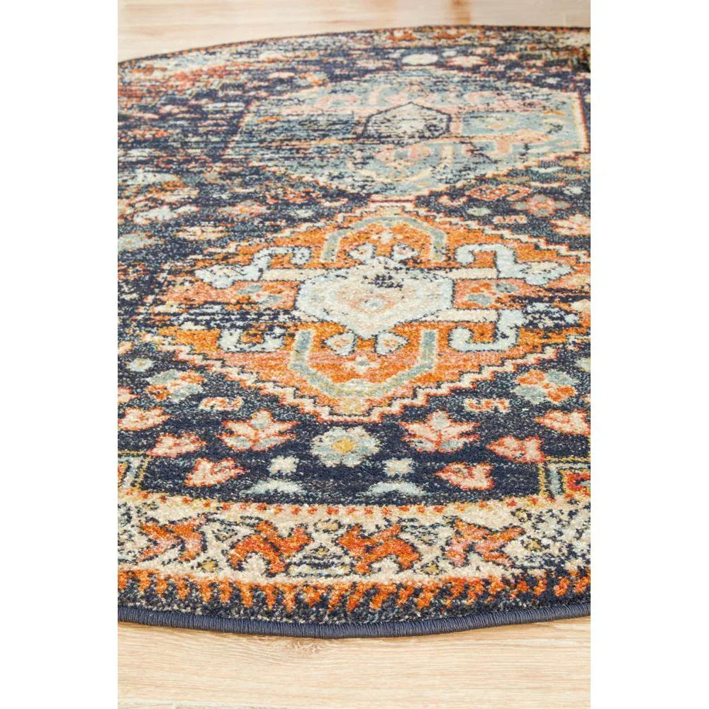 Legacy Navy Round Rug - ICONIC RUGS