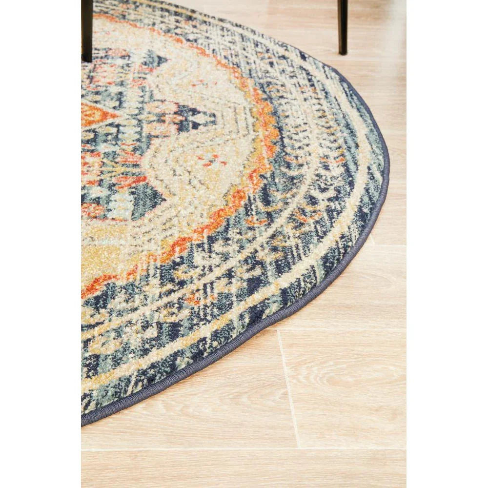 Legacy 863 Navy Round Rug - ICONIC RUGS