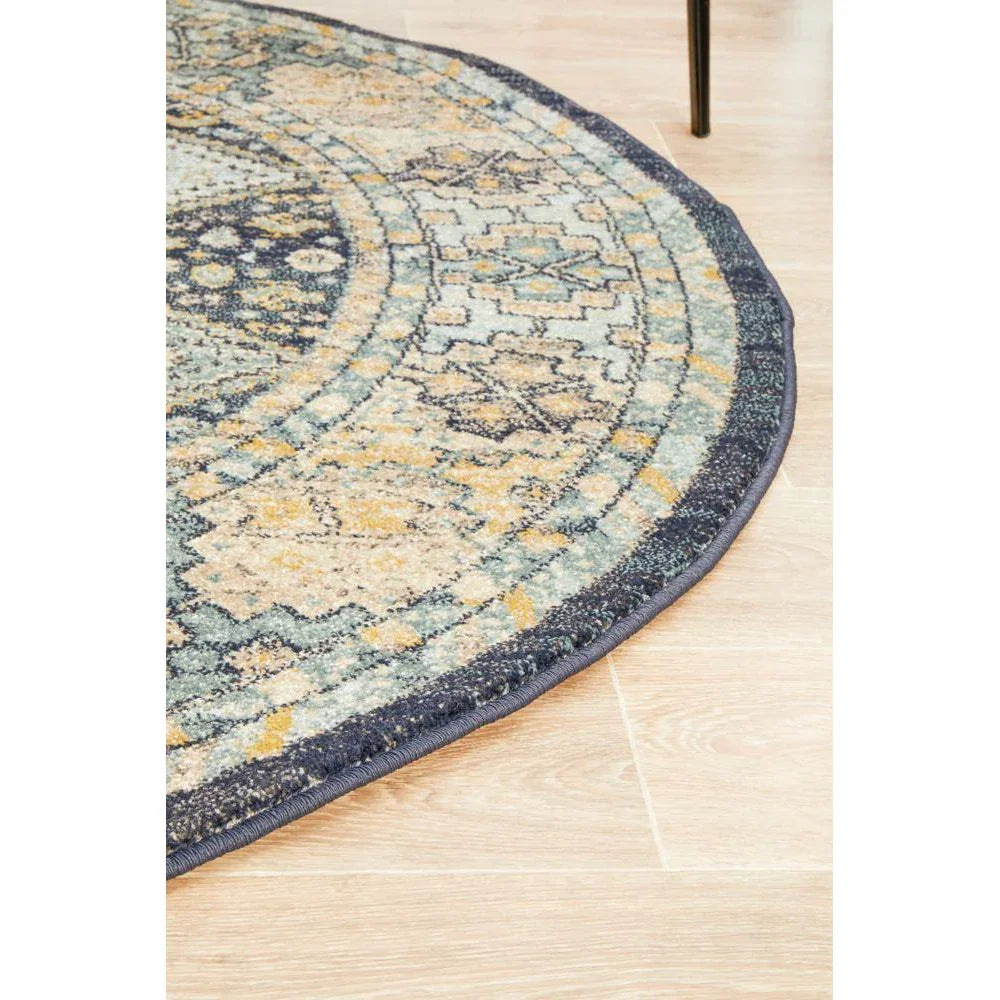 Legacy Navy Round Rug - ICONIC RUGS