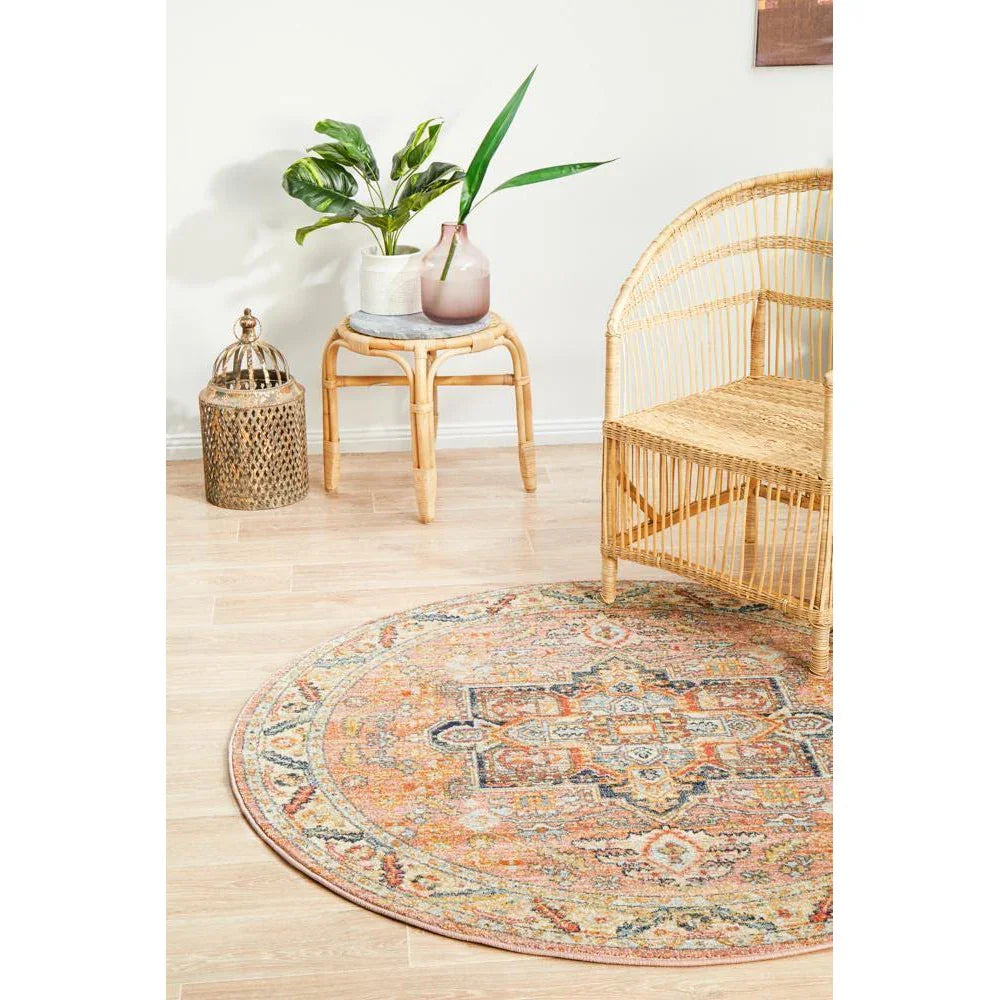 Legacy Salmon Round Rug - ICONIC RUGS