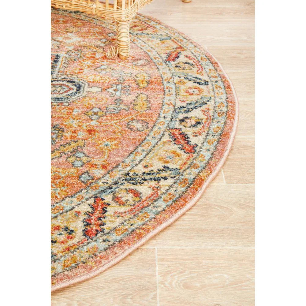 Legacy Salmon Round Rug - ICONIC RUGS