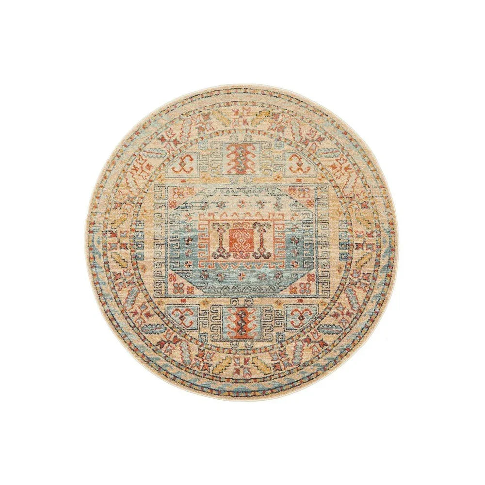 Legacy Sky Blue Round Rug - ICONIC RUGS