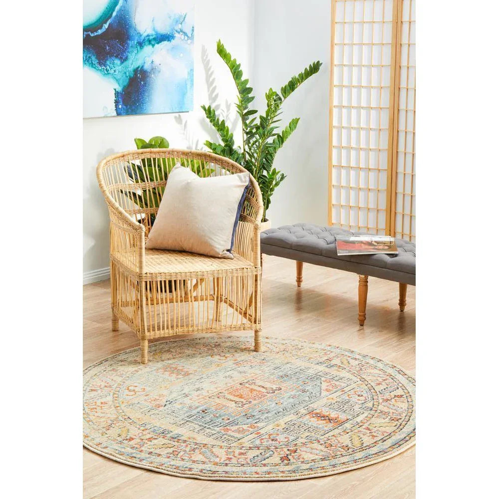 Legacy Sky Blue Round Rug - ICONIC RUGS