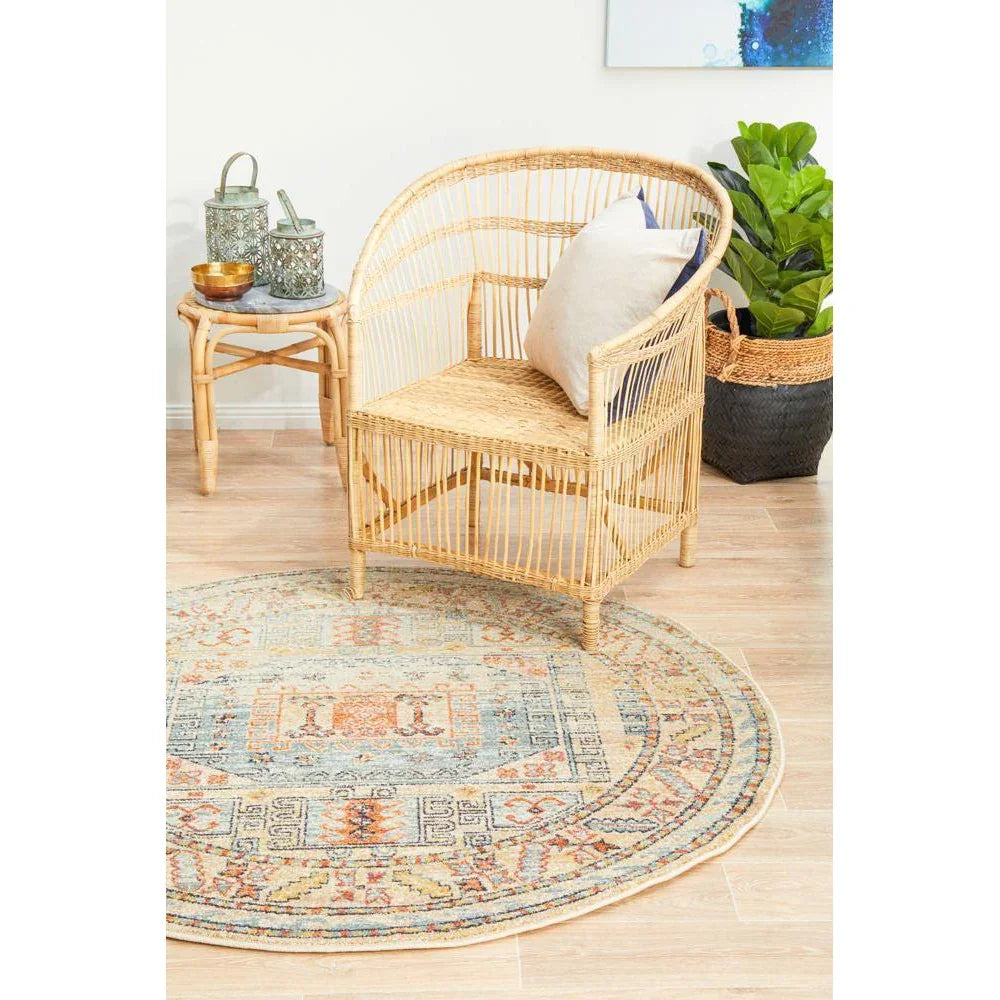 Legacy Sky Blue Round Rug - ICONIC RUGS