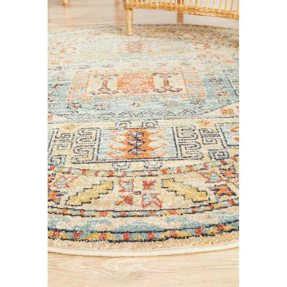 Legacy Sky Blue Round Rug - ICONIC RUGS