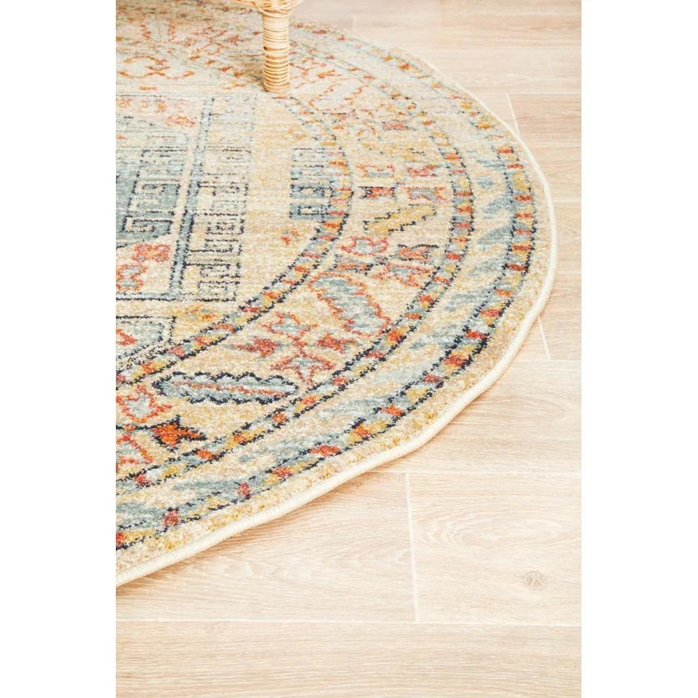 Legacy Sky Blue Round Rug - ICONIC RUGS