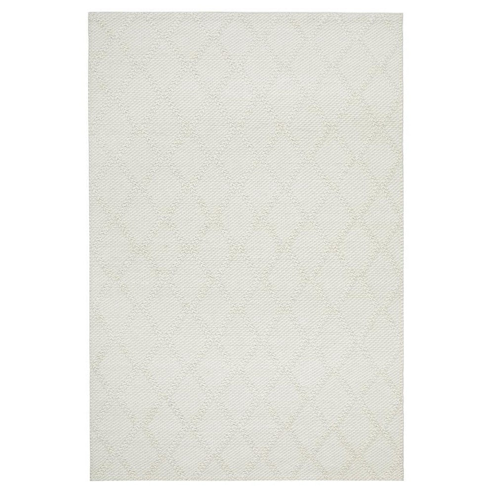 Huxley White Wool & Polyester Hand Loomed Rug