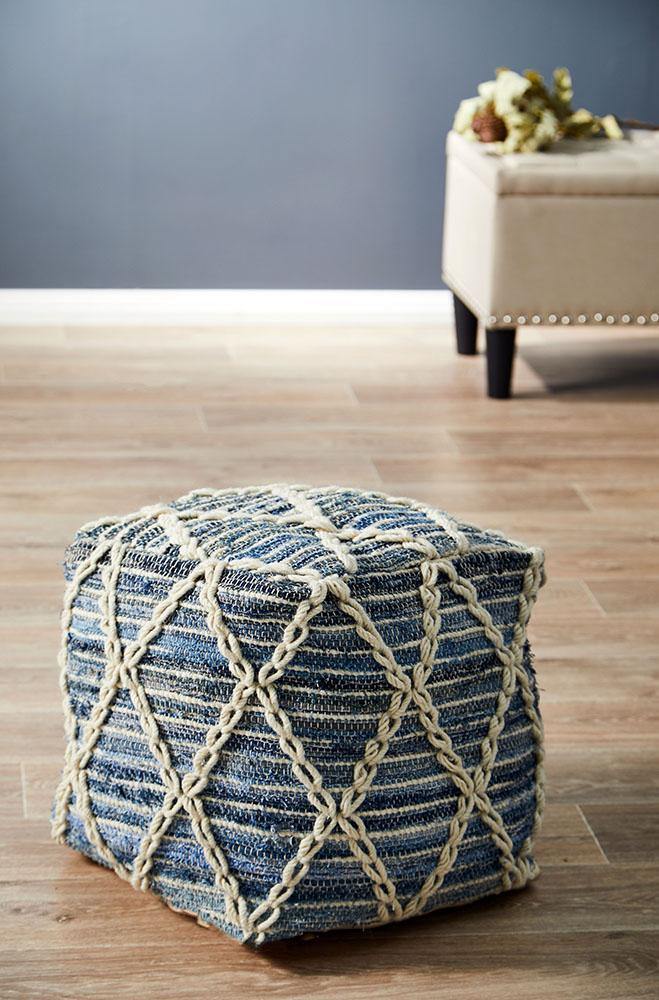 ICONIC RUGS 518 Denim Ottoman - ICONIC RUGS