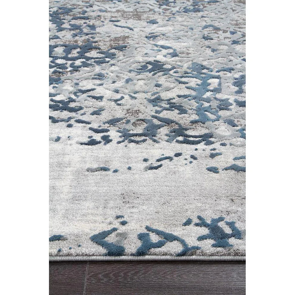 Kendra Casper Distressed Modern Rug Blue Grey White