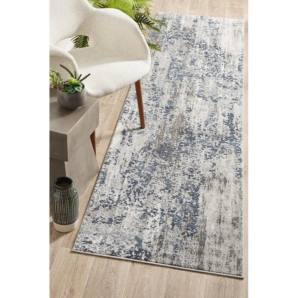 Kendra Casper Distressed Modern Rug Blue Grey White - ICONIC RUGS