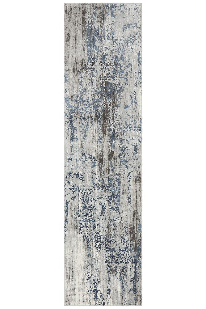 Kendra Casper Distressed Modern Rug Blue Grey White - ICONIC RUGS
