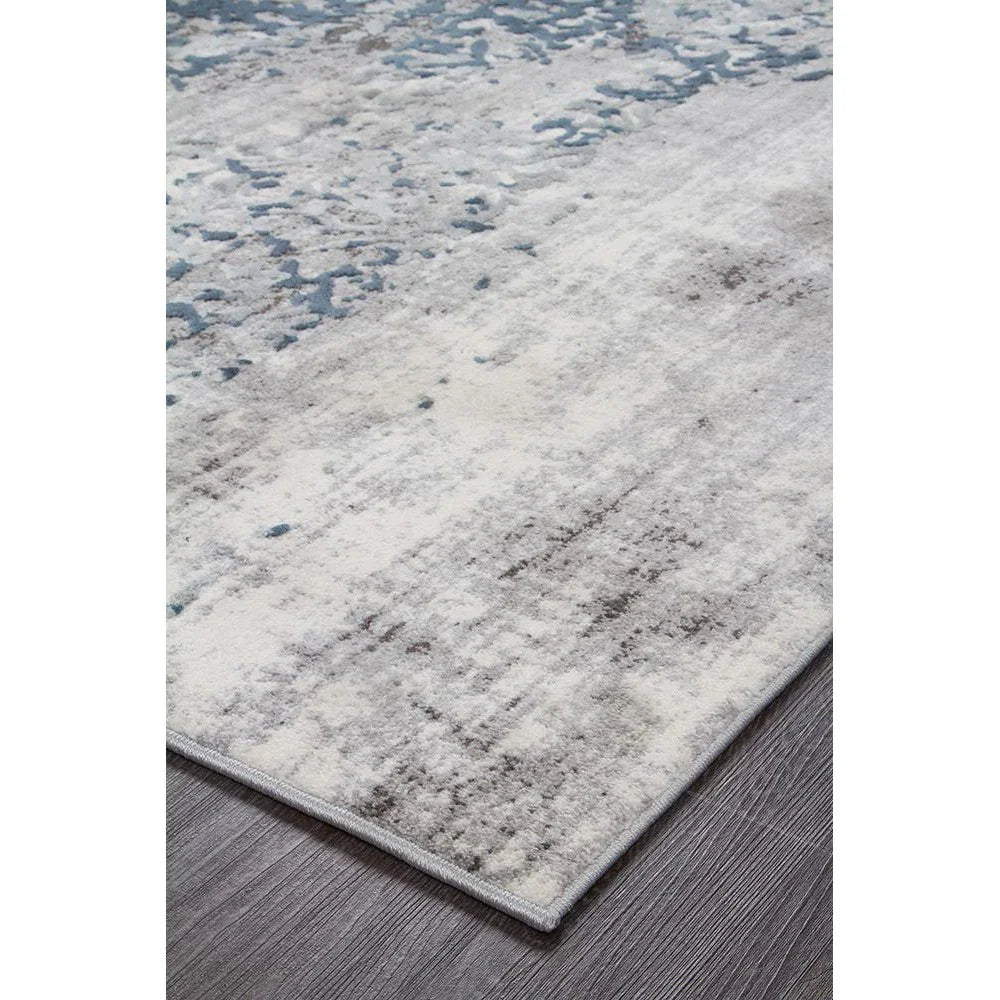 Kendra Farah Distressed Contemporary Rug White Blue Grey