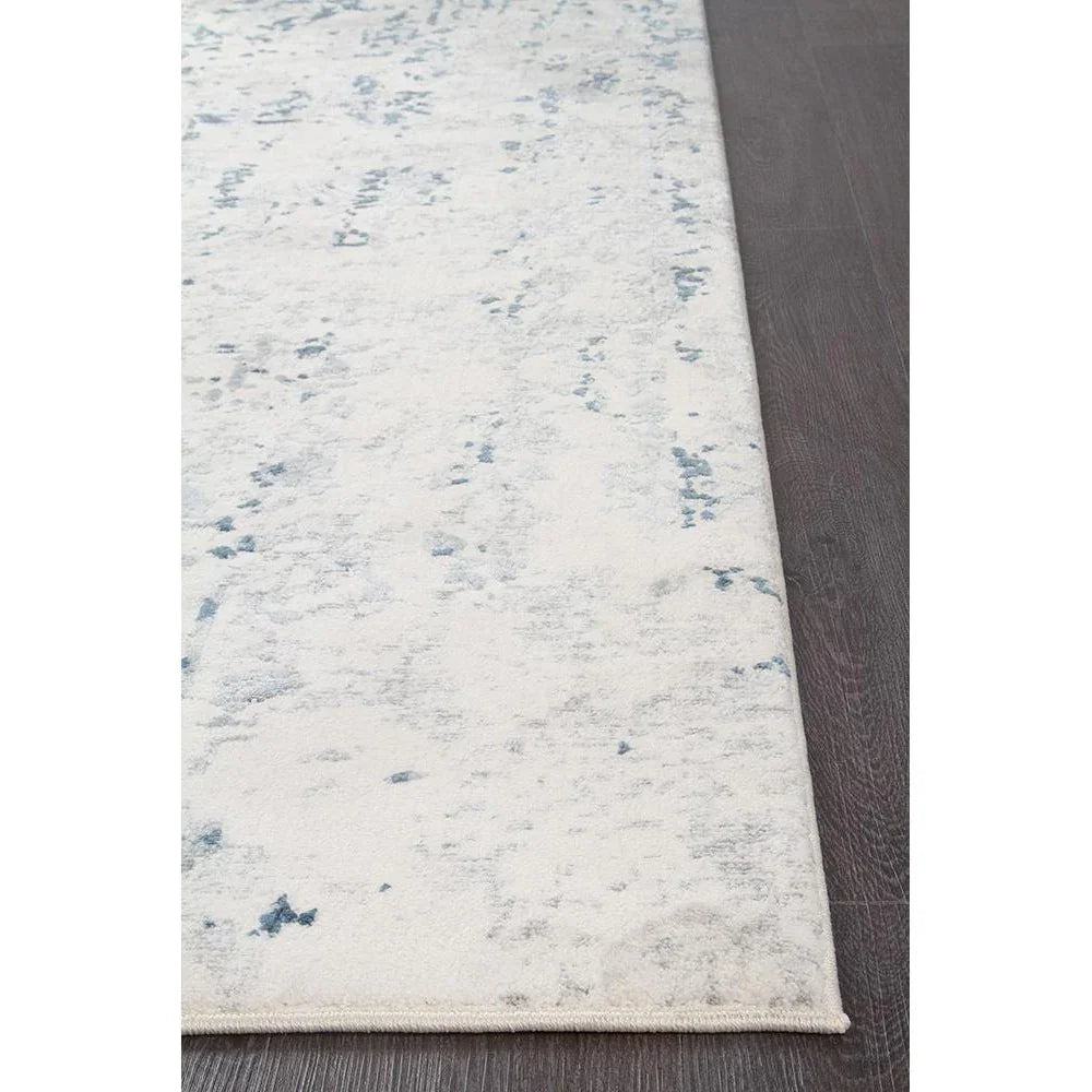 Kendra Farah Distressed Contemporary Rug White Blue Grey