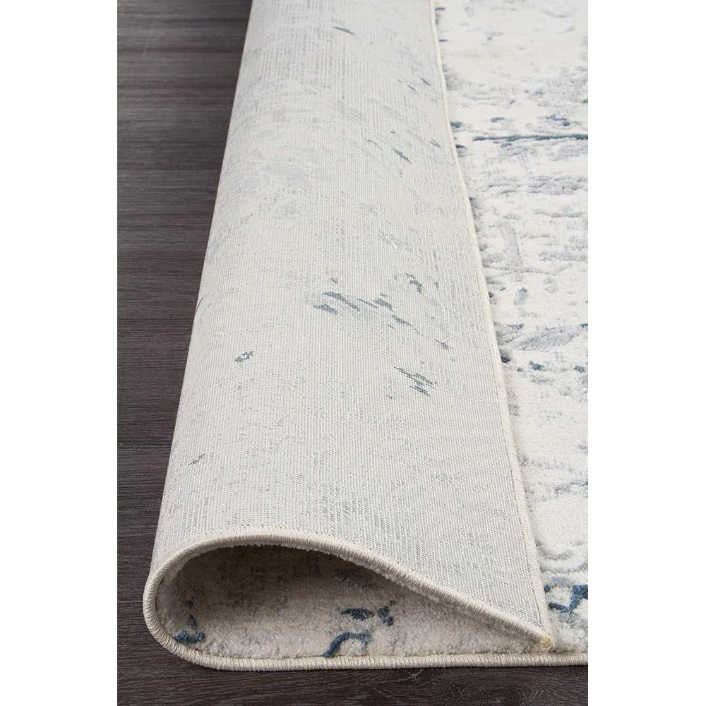 Kendra Farah Distressed Contemporary Rug White Blue Grey