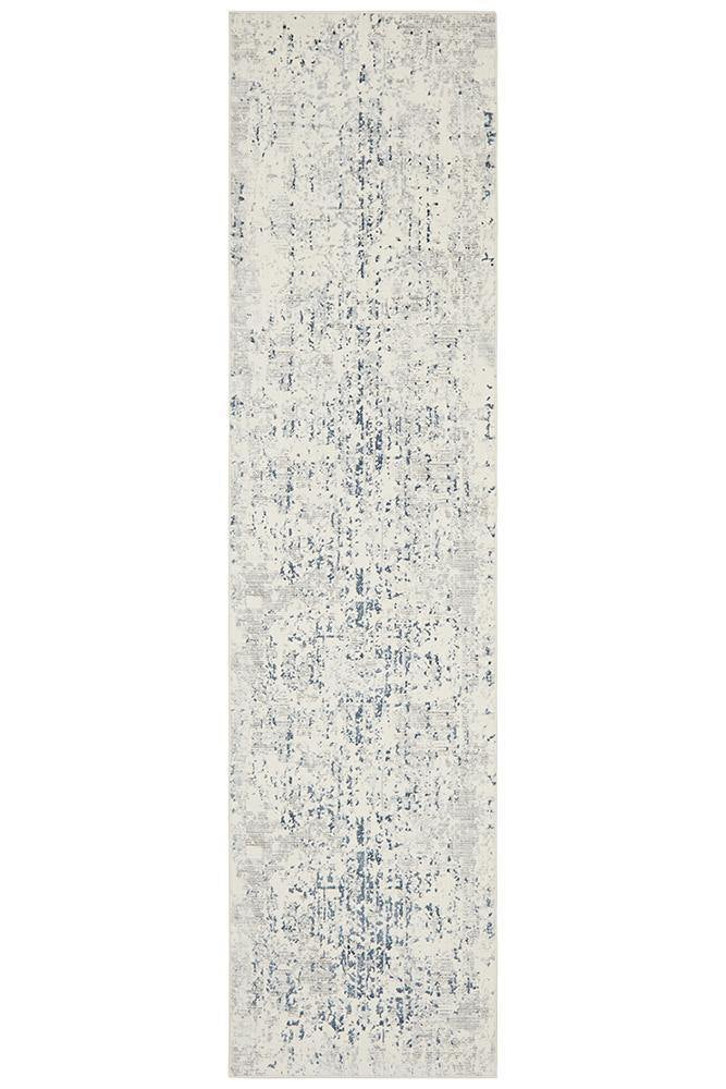 Kendra Farah Distressed Contemporary Rug White Blue Grey - ICONIC RUGS