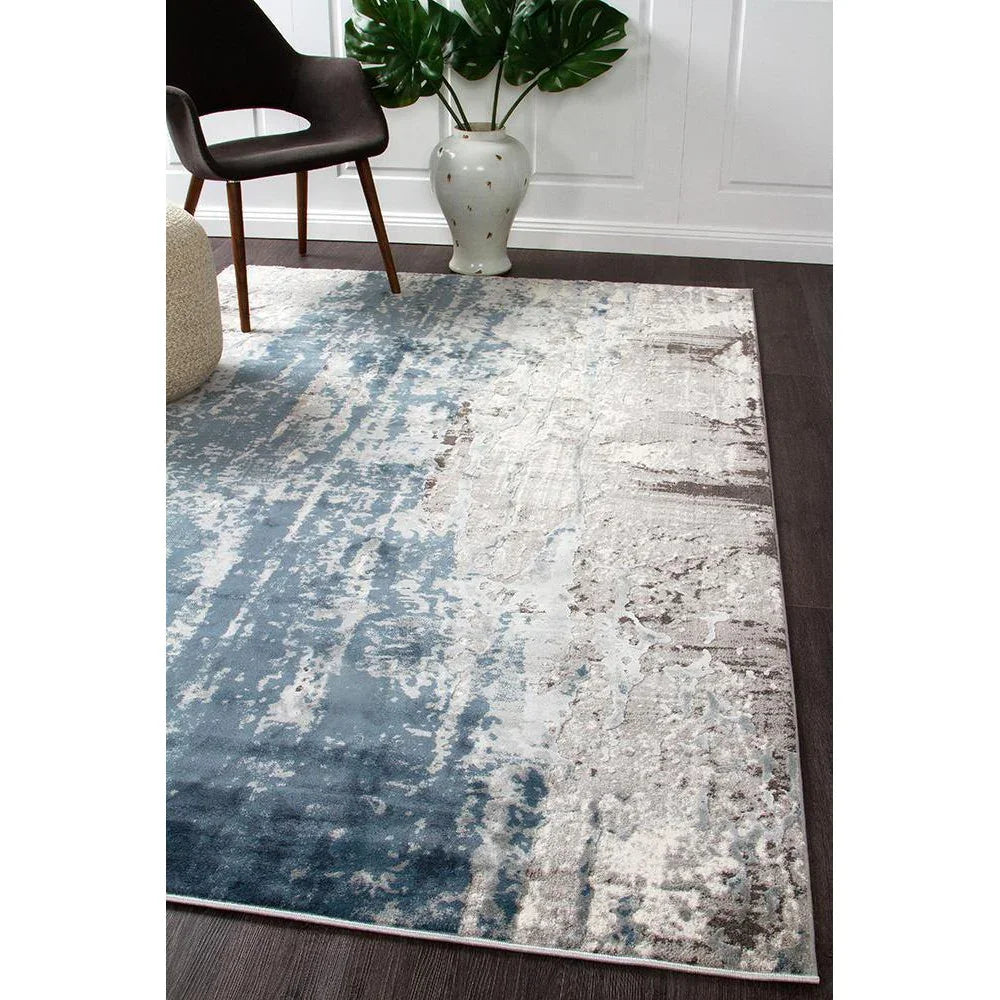 Kendra Roxana Distressed Timeless Rug Blue Grey White