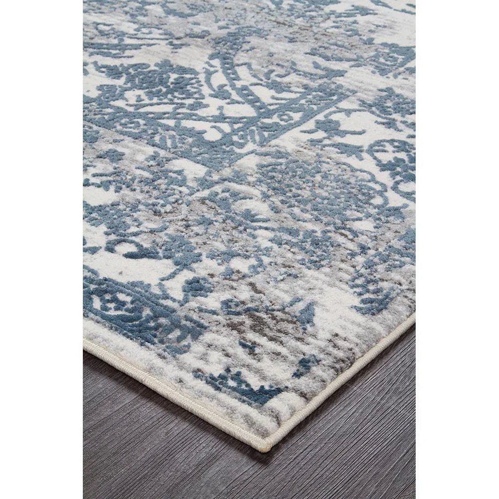 Kendra Yasmin Distressed Transitional Rug White Blue Grey