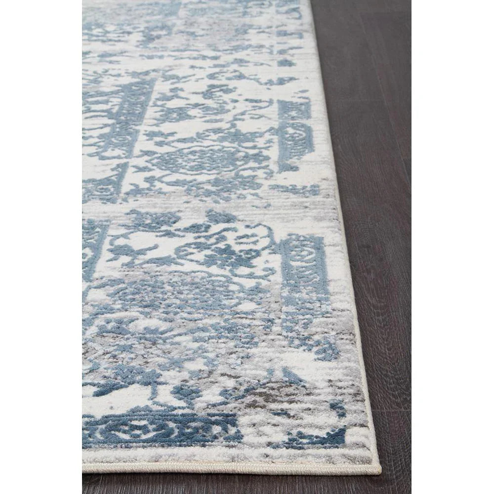 Kendra Yasmin Distressed Transitional Rug White Blue Grey