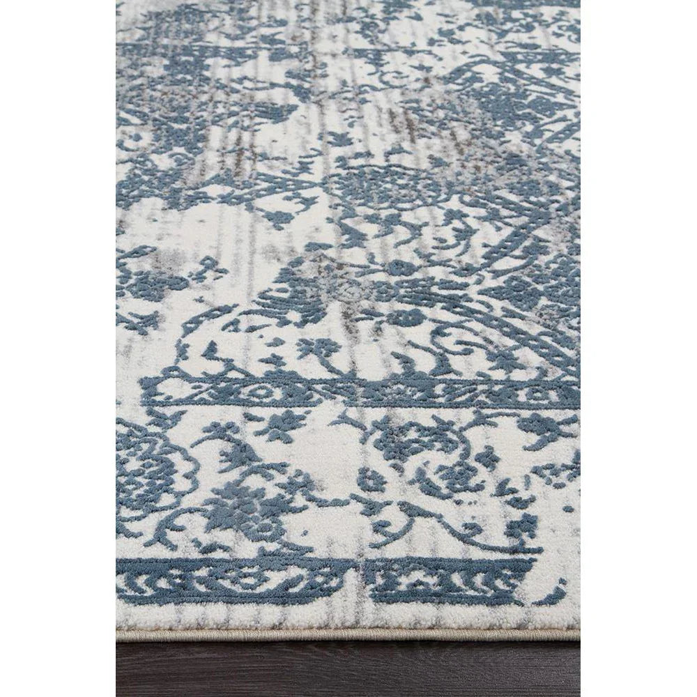 Kendra Yasmin Distressed Transitional Rug White Blue Grey