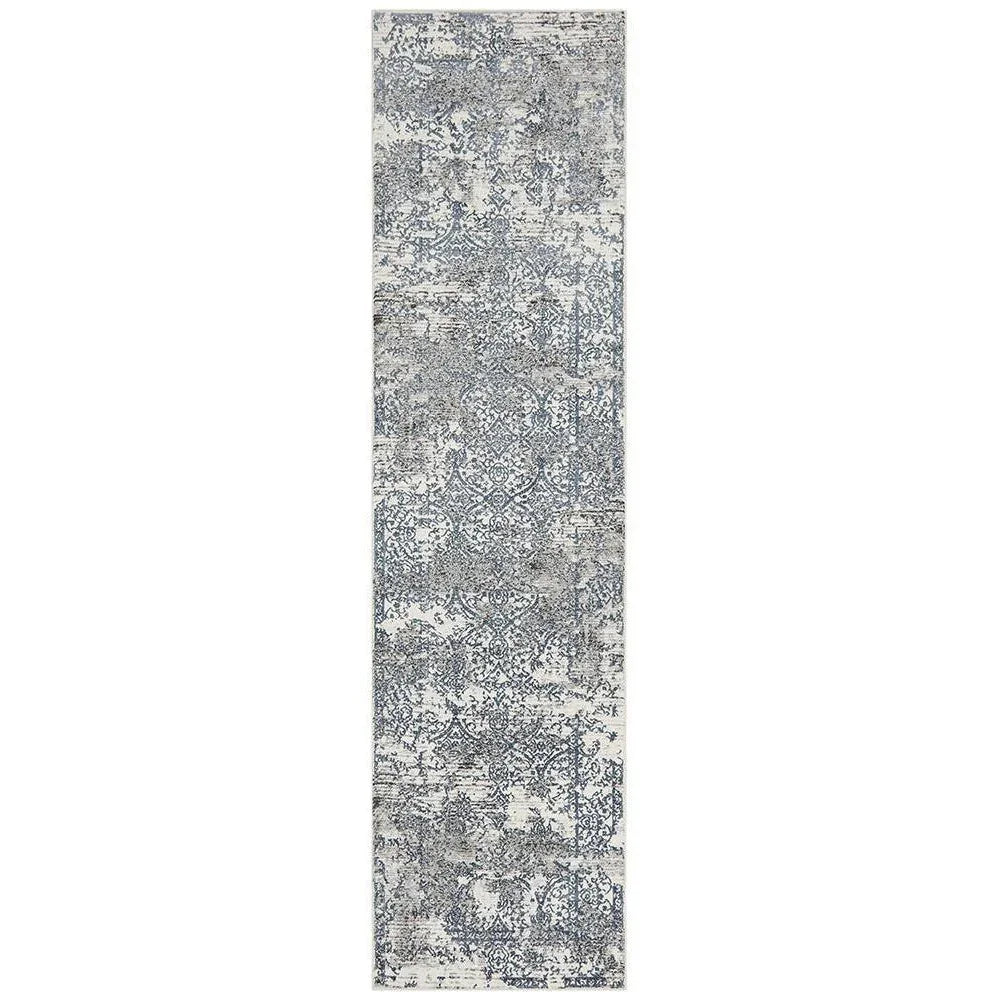 Kendra Yasmin Distressed Transitional Rug White Blue Grey - ICONIC RUGS