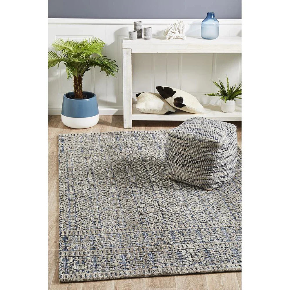 Levi Miriam Navy Grey Rug - ICONIC RUGS