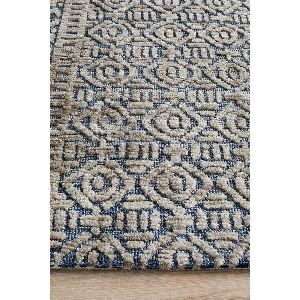 Levi Miriam Navy Grey Rug - ICONIC RUGS
