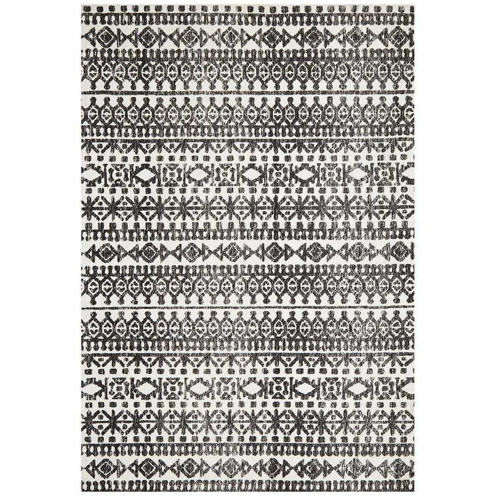 Levi Yasmin Ivory Black Rug - ICONIC RUGS