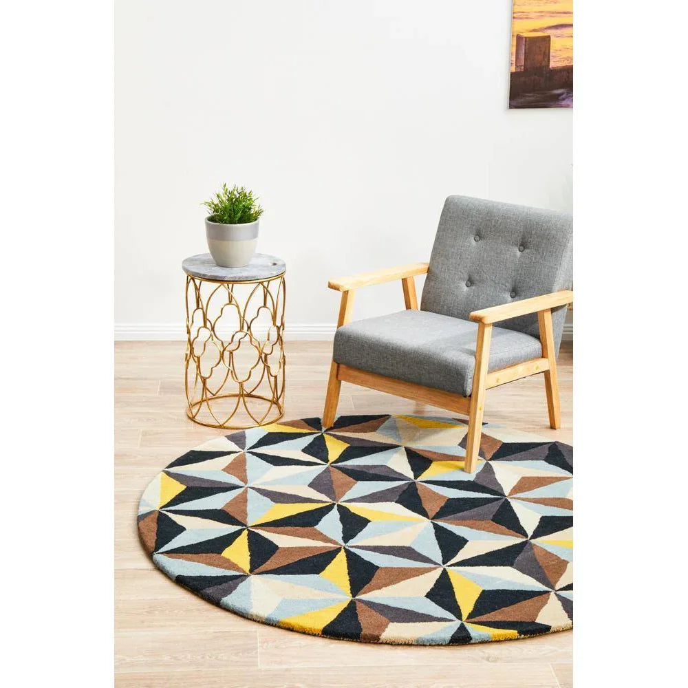 Matrix Pure Wool Blue Round Rug - ICONIC RUGS