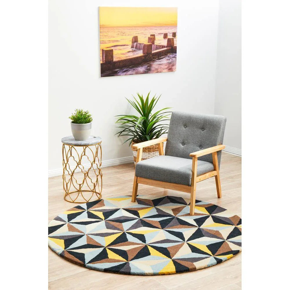 Matrix Pure Wool Blue Round Rug - ICONIC RUGS