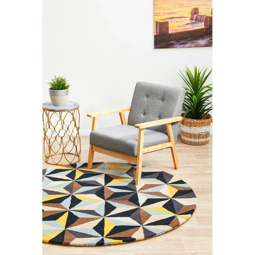 Matrix Pure Wool Blue Round Rug - ICONIC RUGS