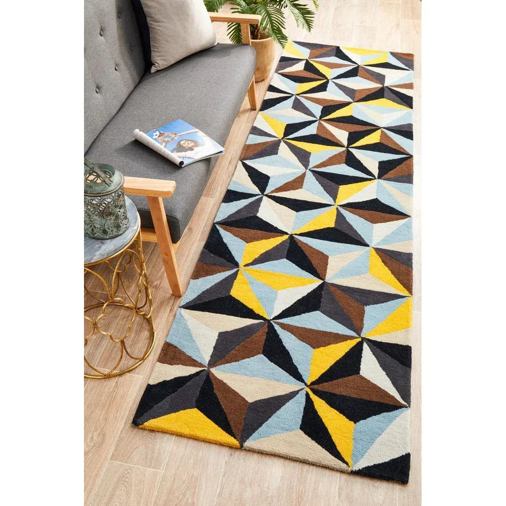 Matrix Pure Wool Blue Runner Rug - ICONIC RUGS