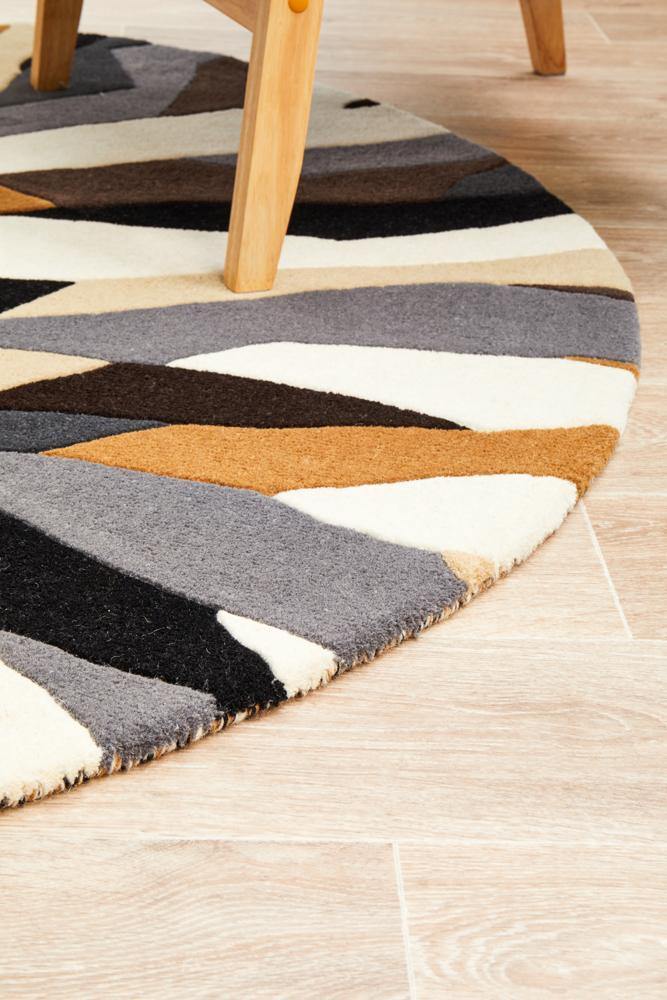 Matrix Pure Wool Fossil Round Rug - ICONIC RUGS