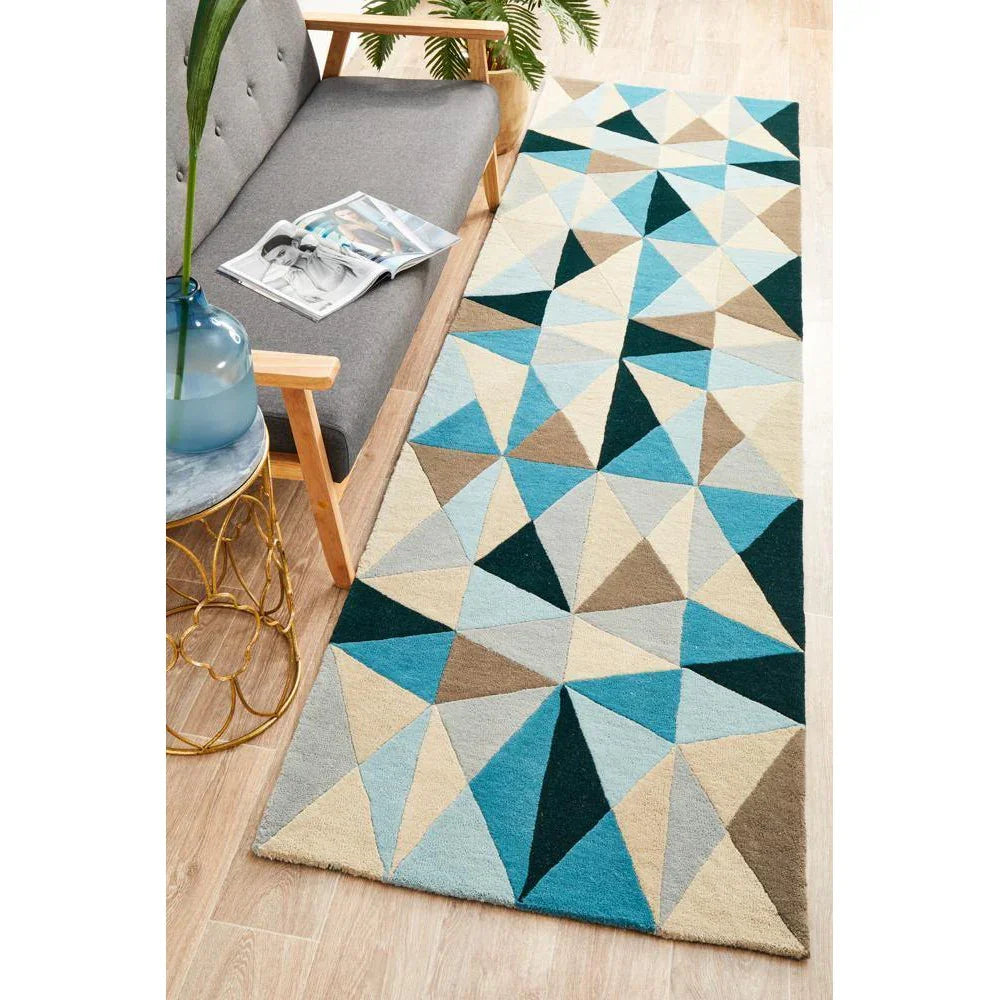 Matrix Pure Wool Turquoise Runner Rug - ICONIC RUGS