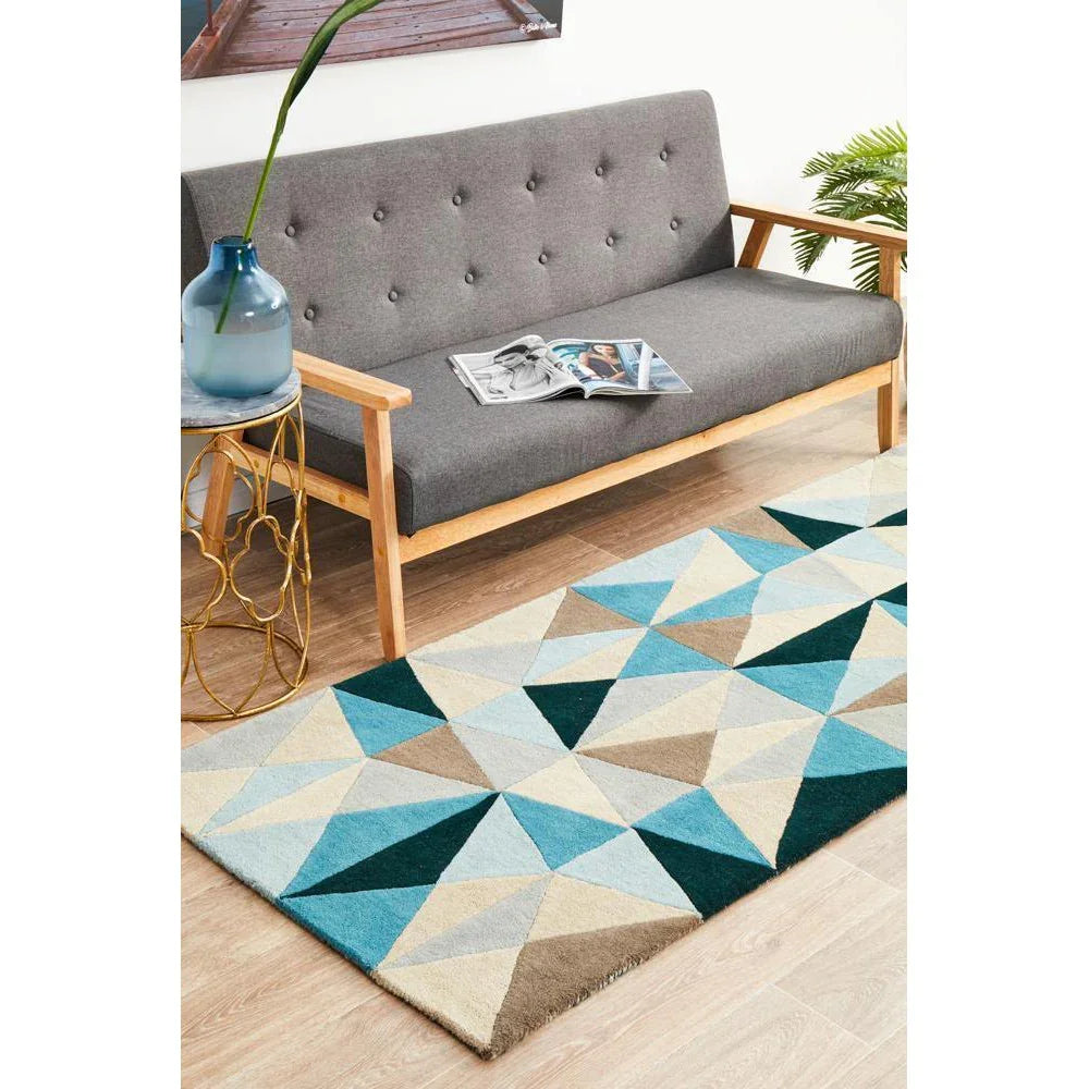 Matrix Pure Wool Turquoise Runner Rug - ICONIC RUGS
