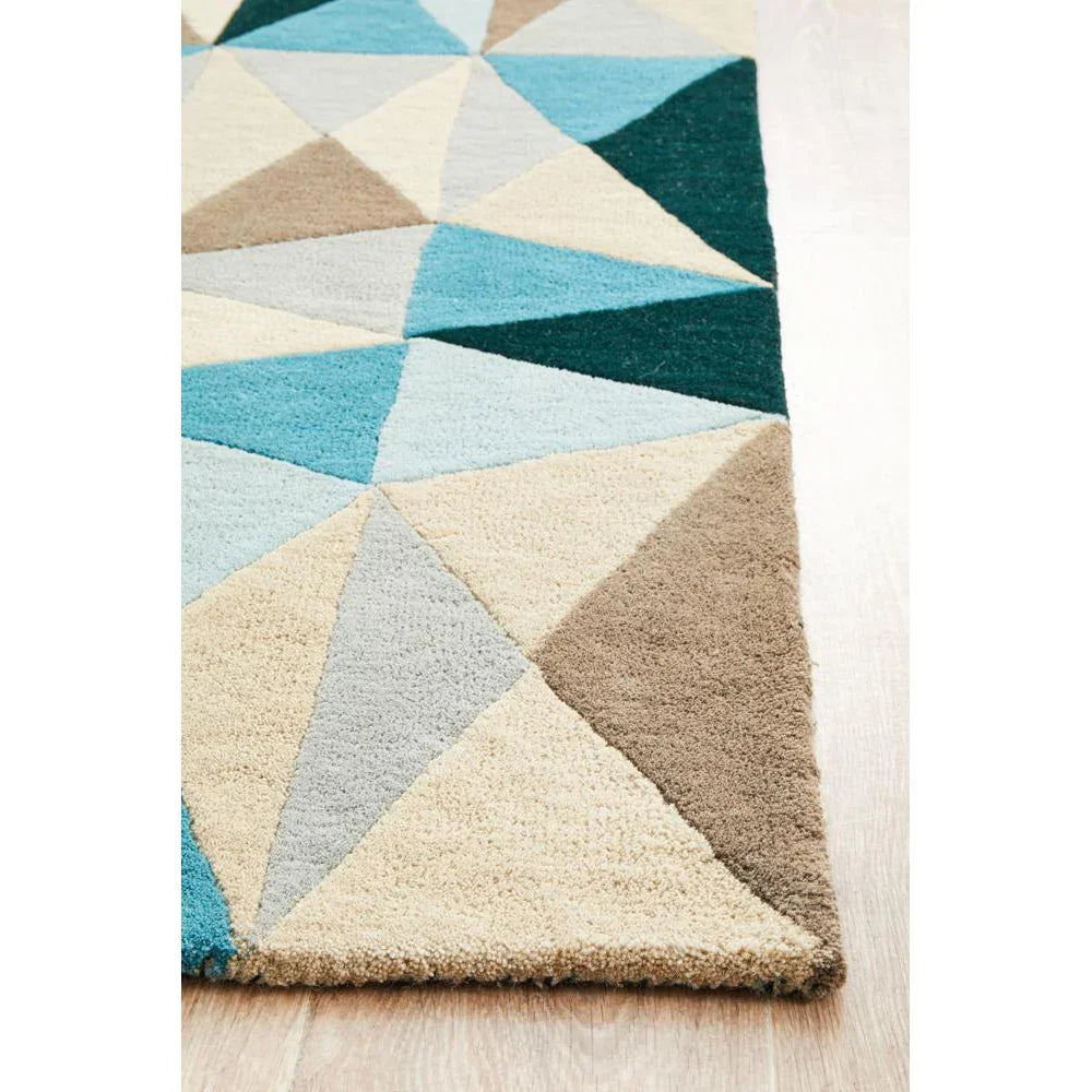 Matrix Pure Wool Turquoise Runner Rug - ICONIC RUGS
