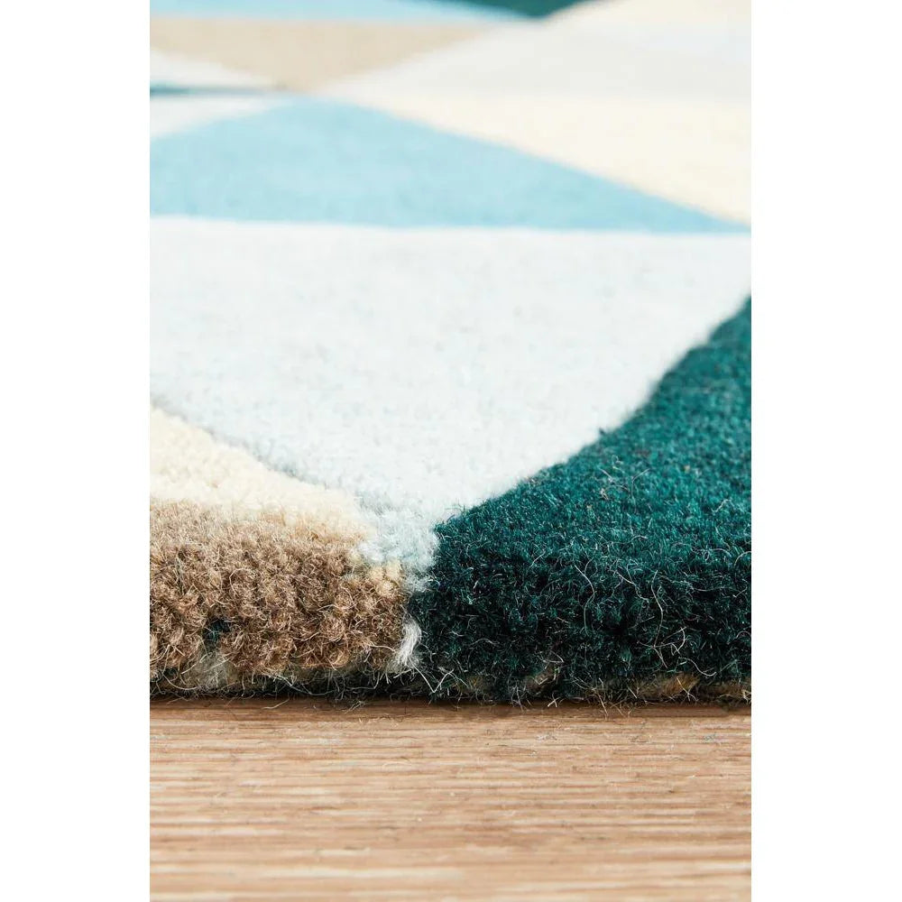 Matrix Pure Wool Turquoise Runner Rug - ICONIC RUGS