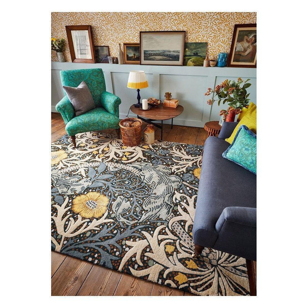 Morris & Co Seaweed Teal Wool Designer Rug