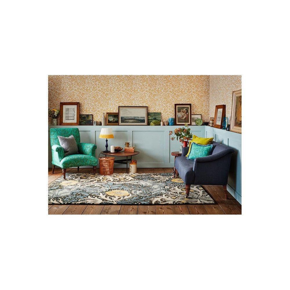 Morris & Co Seaweed Teal Wool Designer Rug