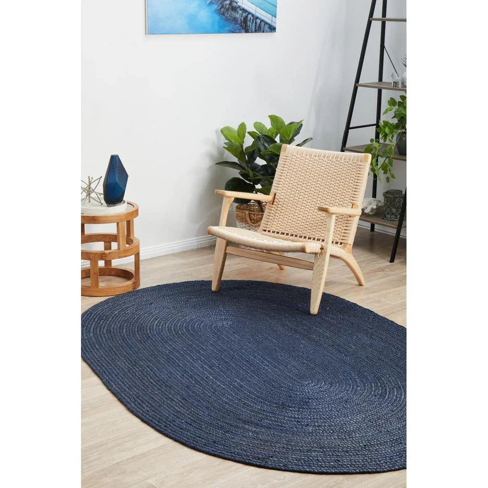 Bondi Navy Oval Rug - ICONIC RUGS