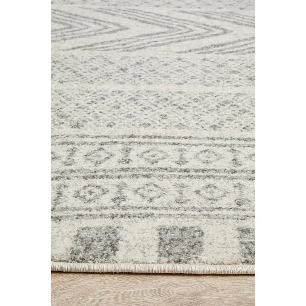 Mirage Adani  Modern Tribal Design Grey Round Rug - ICONIC RUGS