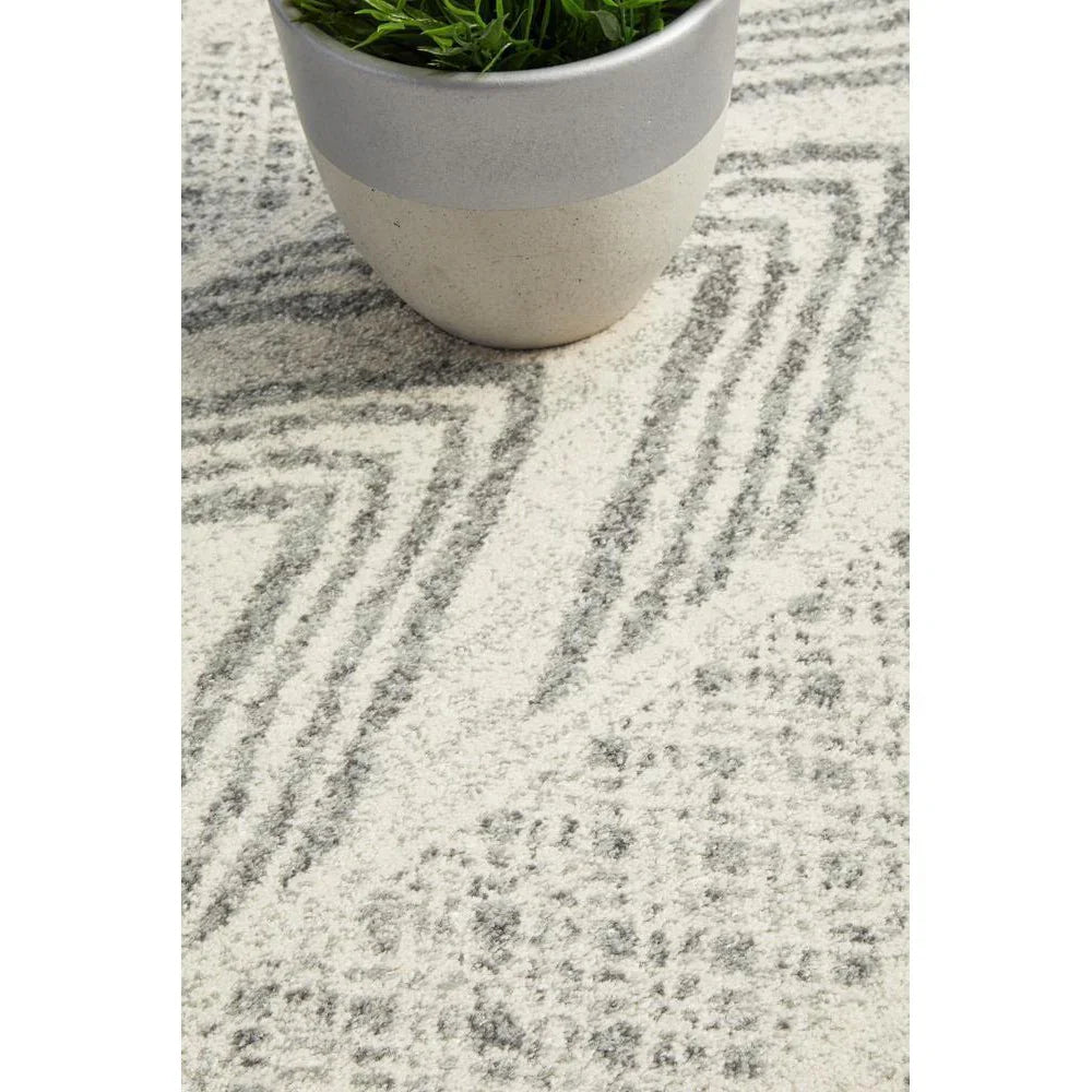 Mirage Adani  Modern Tribal Design Grey Round Rug - ICONIC RUGS
