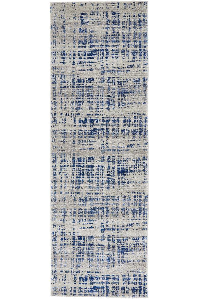 Mirage Ashley Abstract Modern Blue Grey Runner Rug - ICONIC RUGS