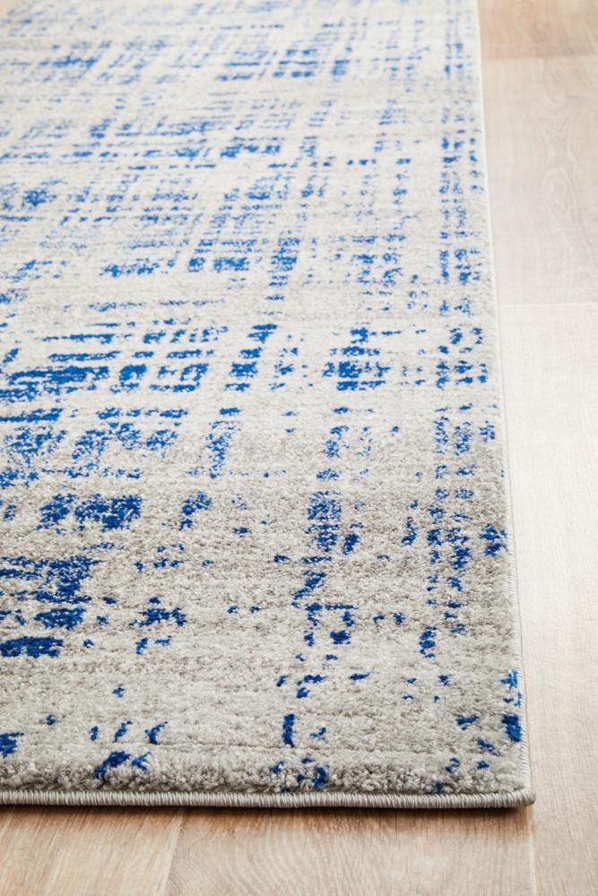 Mirage Ashley Abstract Modern Blue Grey Runner Rug - ICONIC RUGS