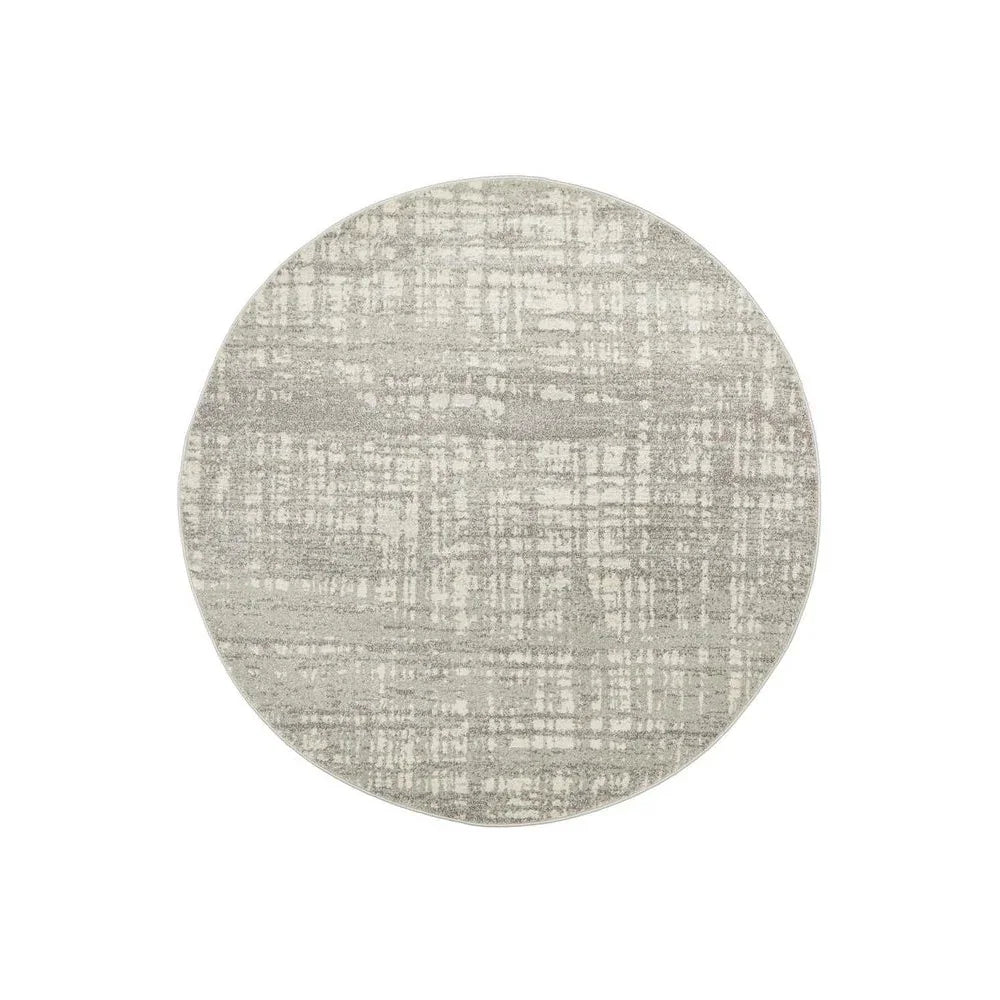 Mirage Ashley Abstract Modern Silver Grey Round Rug - ICONIC RUGS