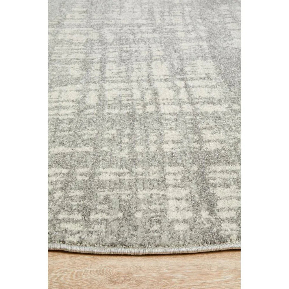 Mirage Ashley Abstract Modern Silver Grey Round Rug - ICONIC RUGS