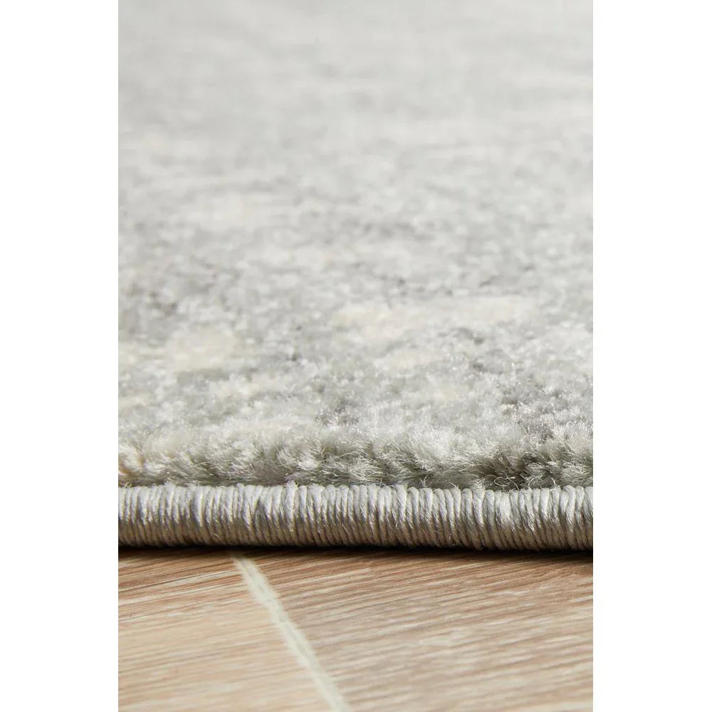 Mirage Ashley Abstract Modern Silver Grey Round Rug - ICONIC RUGS