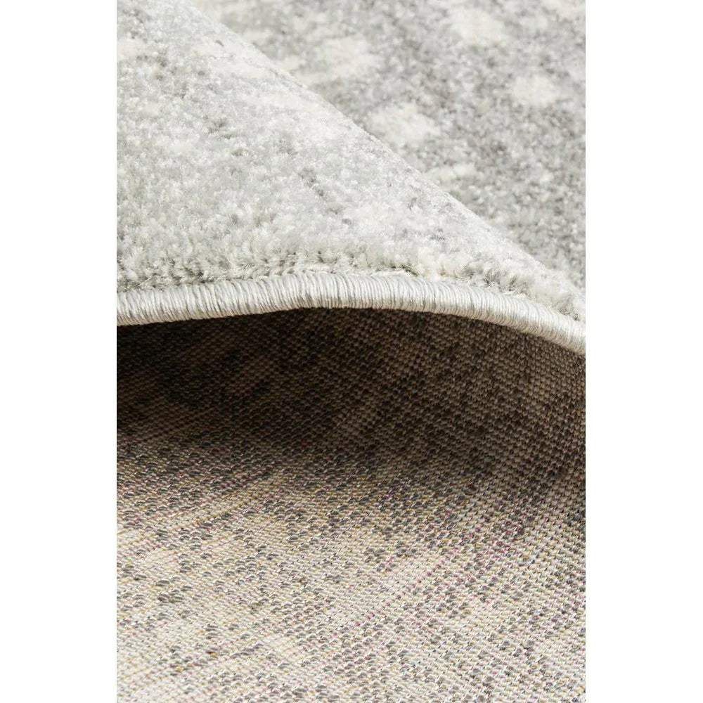Mirage Ashley Abstract Modern Silver Grey Round Rug - ICONIC RUGS