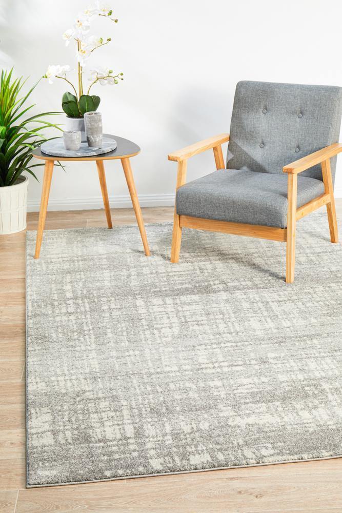 Mirage Ashley Abstract Modern Silver Grey Rug - ICONIC RUGS