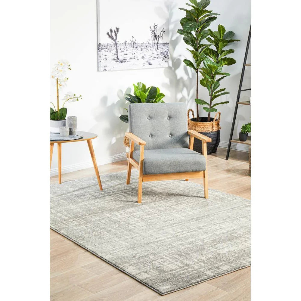 Mirage Ashley Abstract Modern Silver Grey Rug - ICONIC RUGS