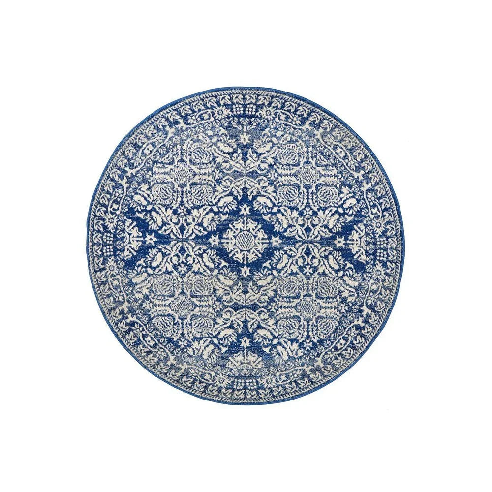 Mirage Gwyneth Stunning Transitional Navy Round Rug - ICONIC RUGS